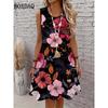 Summer Dress Women'S Tie Dye Sunflowers Vest Short Dress Sundress Casual Printed Sleeveless A-Line Tank Dress Y2k Ladies Clothes