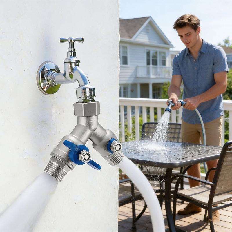 Y Double Outlet Hose Connector Garden Faucet Y Watering Connector Splitter For Garden Home Watering Systems M4YD