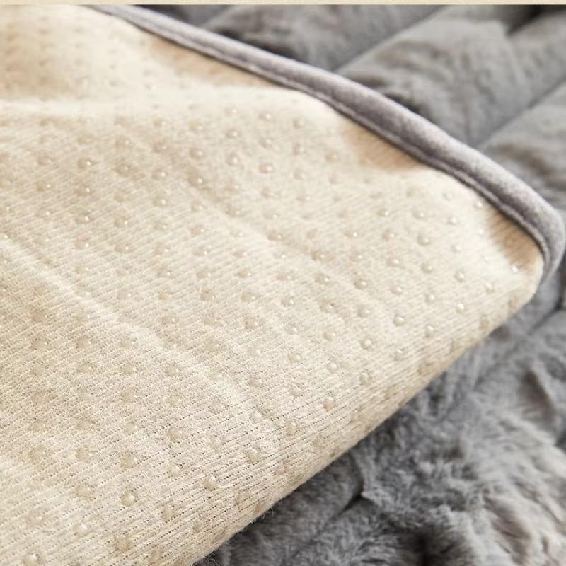 Grey Artificial Rabbit Plush Sofa Cover Thick Warm Non-slip  Soft Tower Winter  Slipcover Cushion Throw Pillowcase Living Room