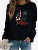 Women's Autumn and Winter Plush Clothing Printed Casual Sportswear Long Sleeved Top T-shirt Women's Round Neck Sweater Pullover
