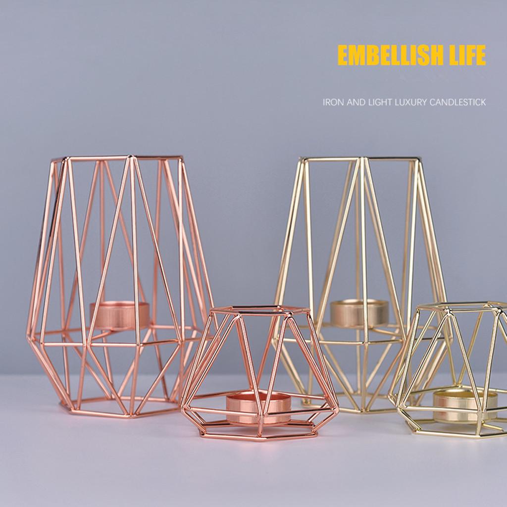 Wrought Iron Geometric Candle Holders Home Decoration Metal Crafts