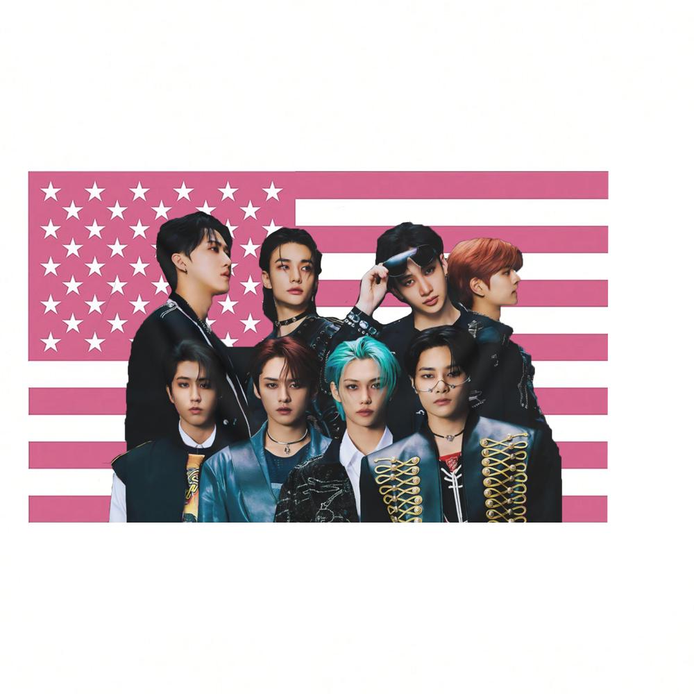 1PC SKZ KPOP Members Concert Tapestry Pink American Flag 8 Members Participate in Fan Activity Home Furnishings