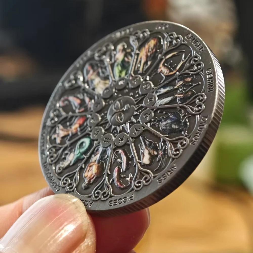 Antique Twelve Constellations, European and American Paintings, Ancient Silver Smiley Face Coins, Tarot Wishing Coins, Crafts