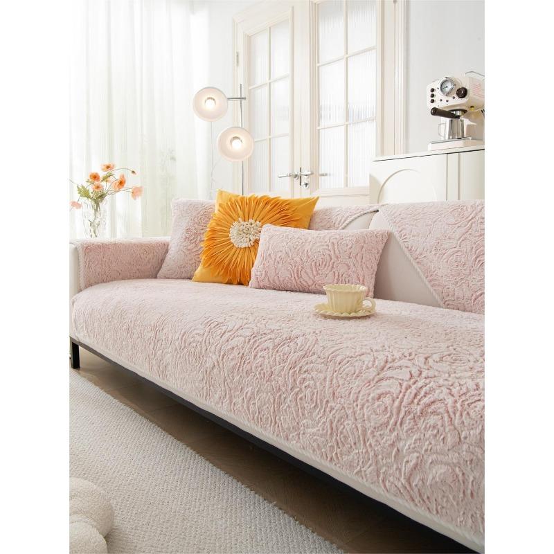 Winter Thickened Embossed Velvet Sofa Cushion Non-Slip Seat Cushions High-End Leather Sofa Cover Backrest Cover Cloth