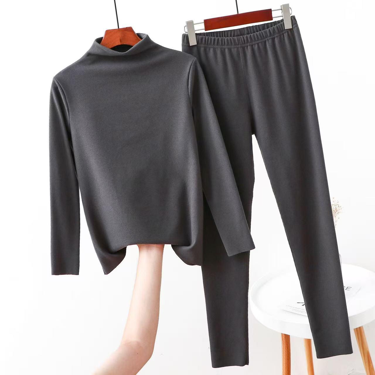 Большой размер Двусторонний Немецкий Велюр Теплый Полувысокий Воротник Осенне-Зимний Комплект для Женщин 3XL