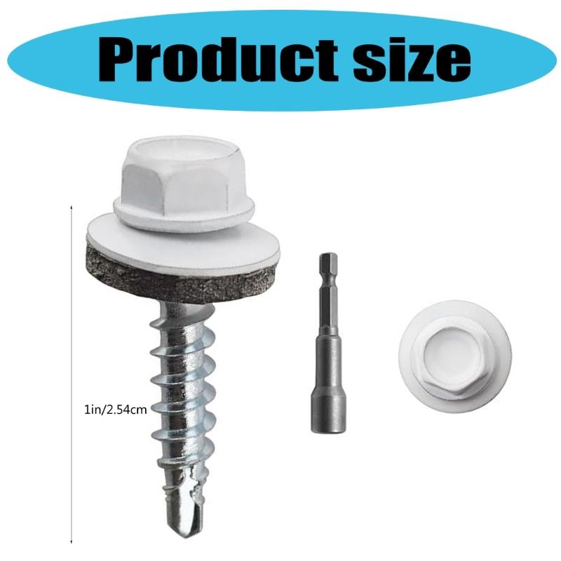 300Pieces Multipurpose Hex Heads Drilling Metal Roofing Screws Home Hardware for Secure Installation on Wood Items