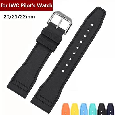 Fluorkautschukarmband FKM-Uhrenarmband für IWC Pilot's Watch IW388114 IW388110 IW388306 Edelstahlschnalle Herren 20 mm 21 mm 22 mm