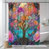 Enchanting Tree Of Life Shower Curtain - Vibrant Butterfly & Flower Design For Modern Bathroom Dcor, Waterproof & Easy Care