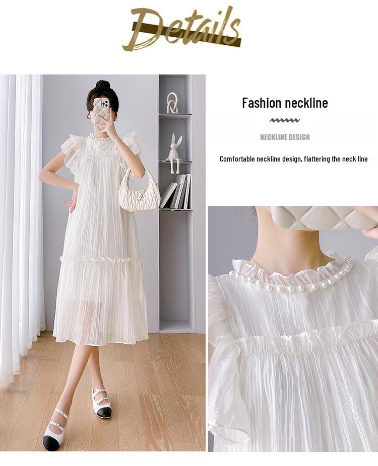 Dostępne teraz: Letnia sukienka ciążowa z falbankami na rękawach i perłowego tencelu, 2025