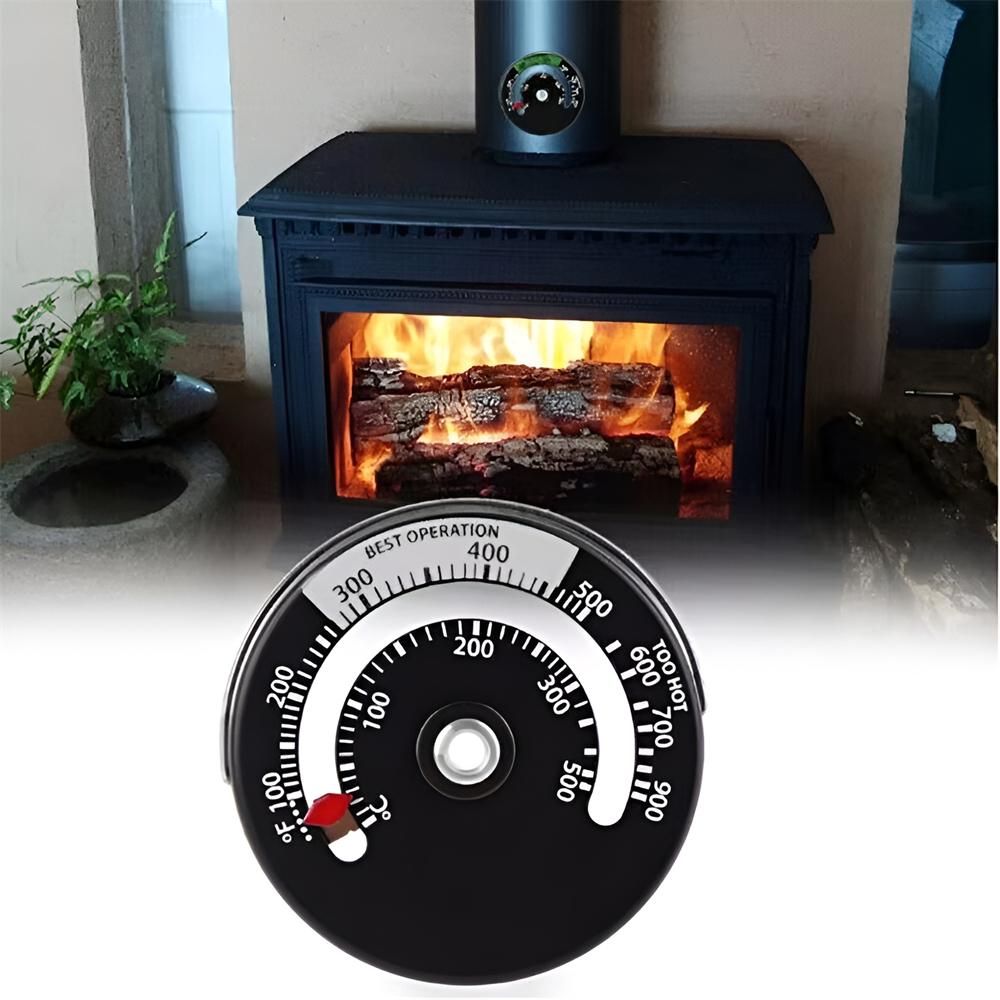 Hermometer Magnetic Wood Stove Heater Thermometer Fireplace Fan Stove with Probe Household Sensitivity Barbecue Oven Tool