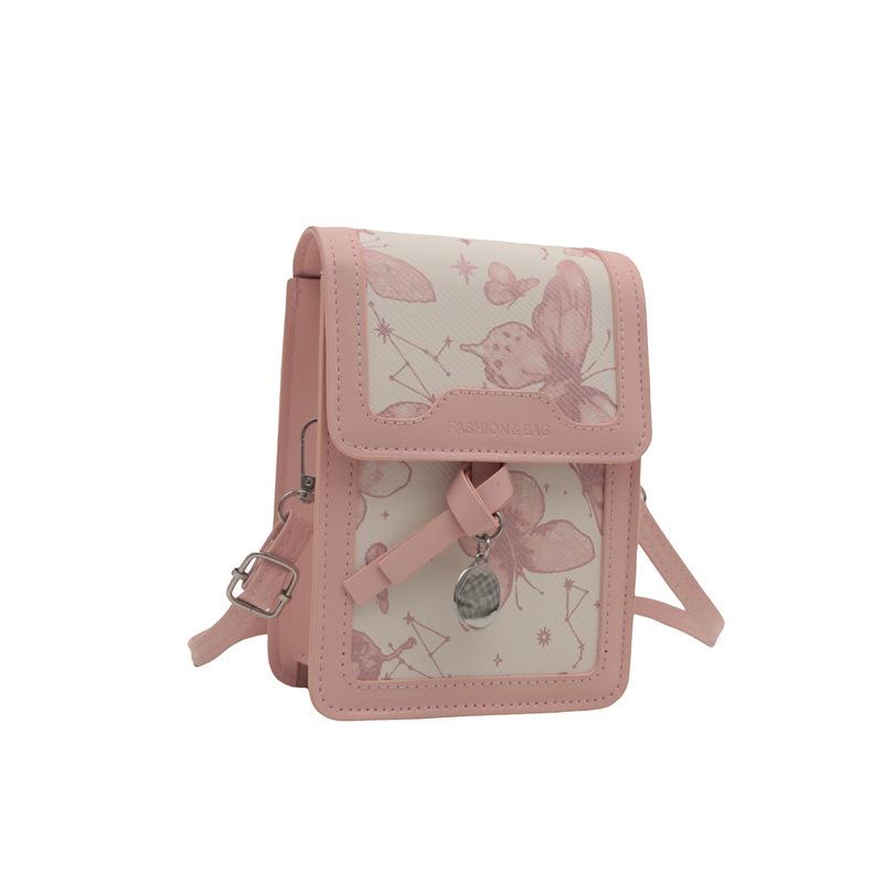 

This year s new women s shoulder bag 2024 summer fashionable and simple women s lock print shoulder messenger small square bag рожевий