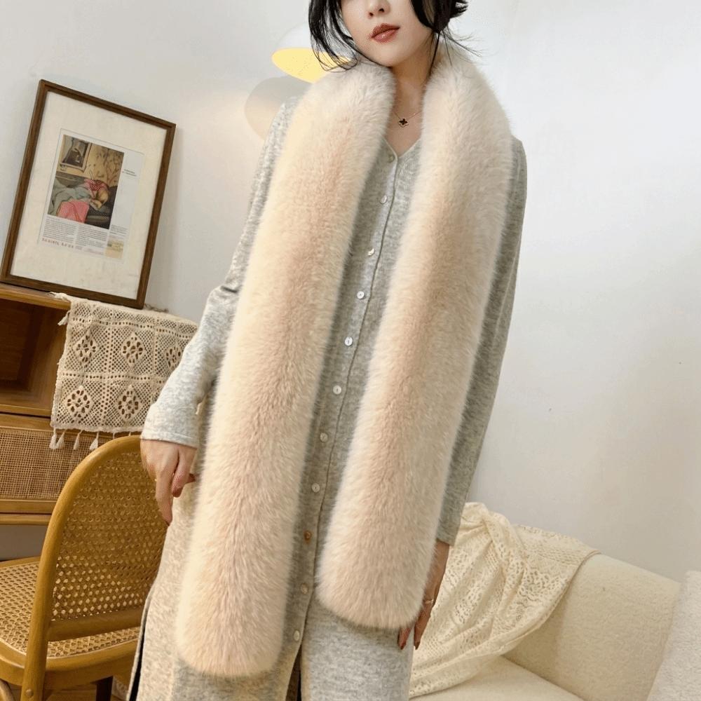 Solid Color Plush Neck Warmer Thick Fluffy Long Scarf Fashion Imitation Mink Fur Scarf Party