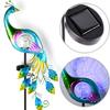 Solar Peacock Garden Light LED Outdoor Stake Light Auto On/Off Outdoor Peacock LED Light Cracked Glass Ball for Yard Patio Lawn