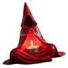 KX4B Halloween Resins Mysterious Wizard Sculpture Tealight Stand For Meditations Relaxation Ambiances and Party
