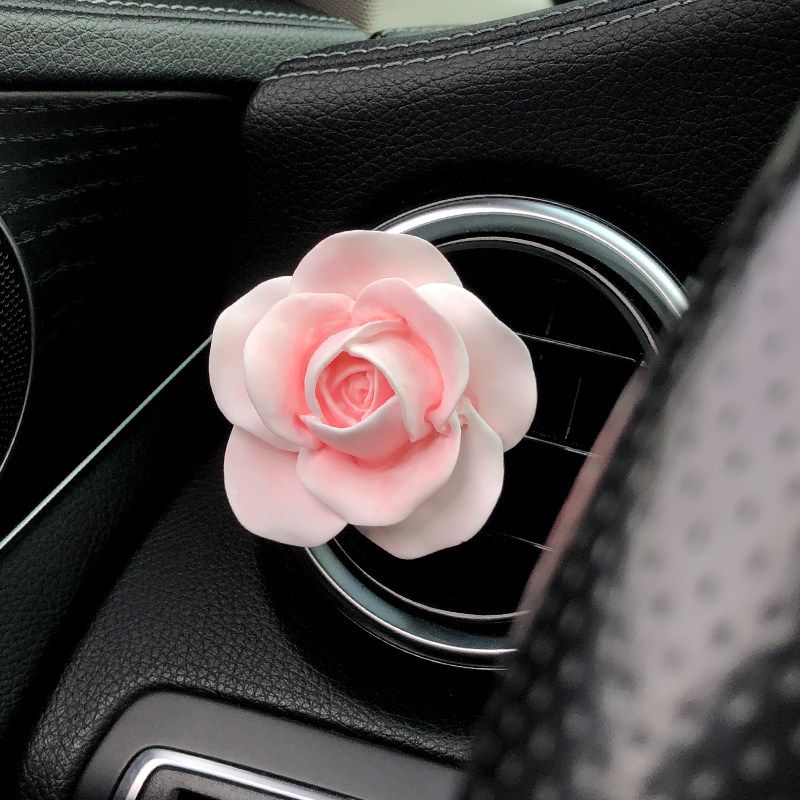 Fancy Tulip Butterfly Flower Car Aromatherapy Fragrant Stone Car Vent Decoration Car Interior Decoration Ornament Smoke Pink Rose(1 Bottle of Essential Oil)