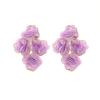 Openwork Chiffon Flower Earrings for Women, Hand-woven, Fashionable and Exaggerated Style.