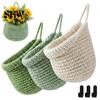 Space Saving Wall Decor 3PCS Woven Hanging Storage Bag, Natural Cotton Rope Fruit Baskets, Handmade Crochet Plant Pocket Boho Multi-functional Basket