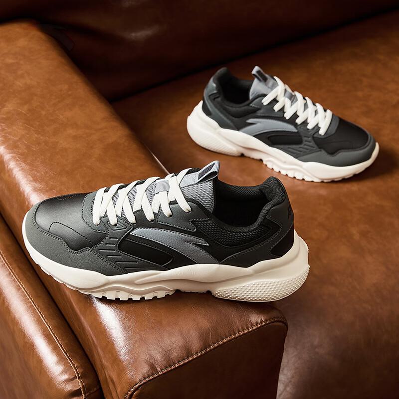 Anta Breathable Comfortable Resilient Non-Slip Wear-Resistant Low-Top Casual Shoes Men sneakers Black Gray 912418854-1