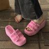 Women Slipper Pink Square Head Platform Slippers Corduroy Open-toe Women Sandal Designer Shoes Fad Wedge Sandals Sandalias Mujer