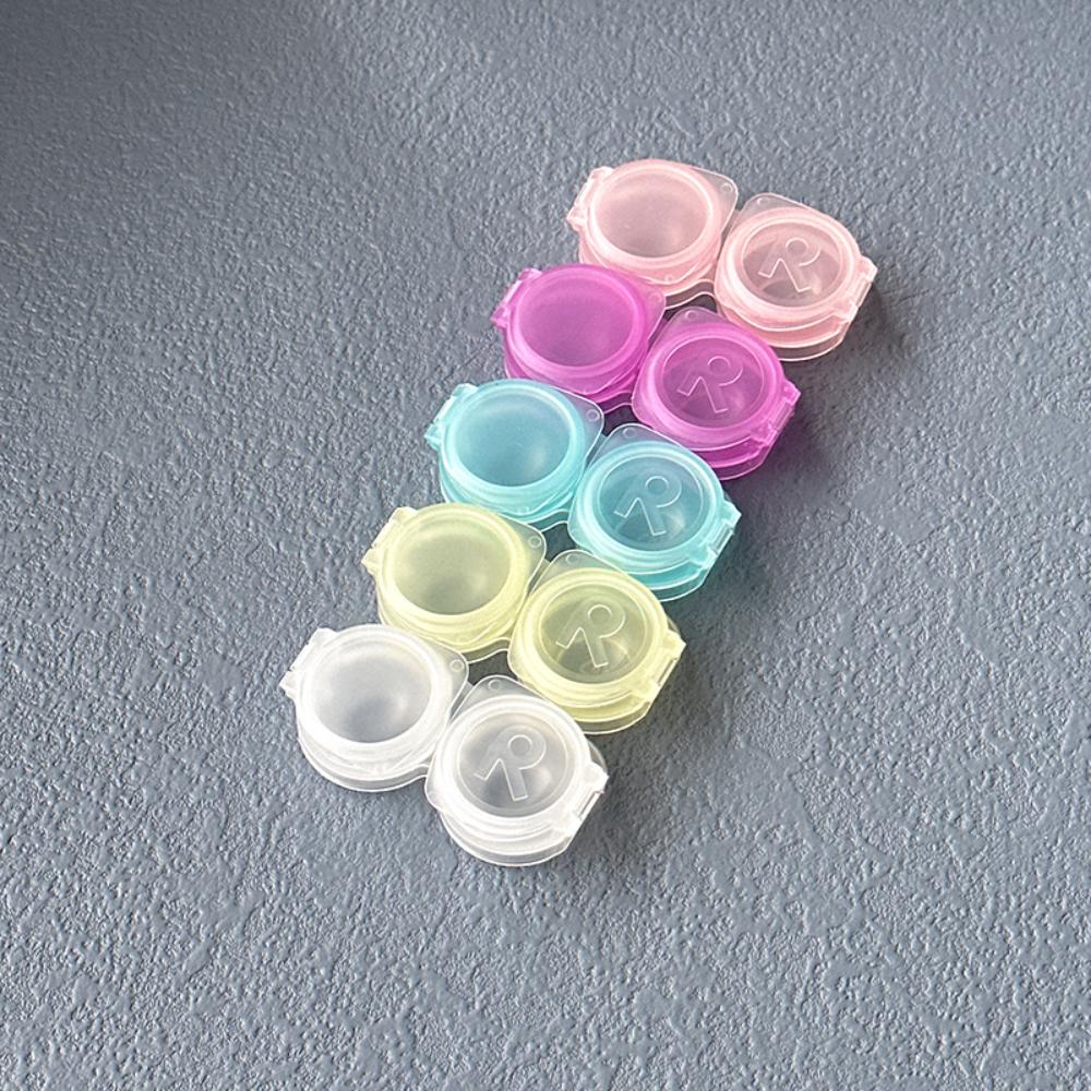 Portable Mini Contact Lens Case Press Type Travel Eye Care Kit Storage Box Macaron Color Compact Lens Container Organizer