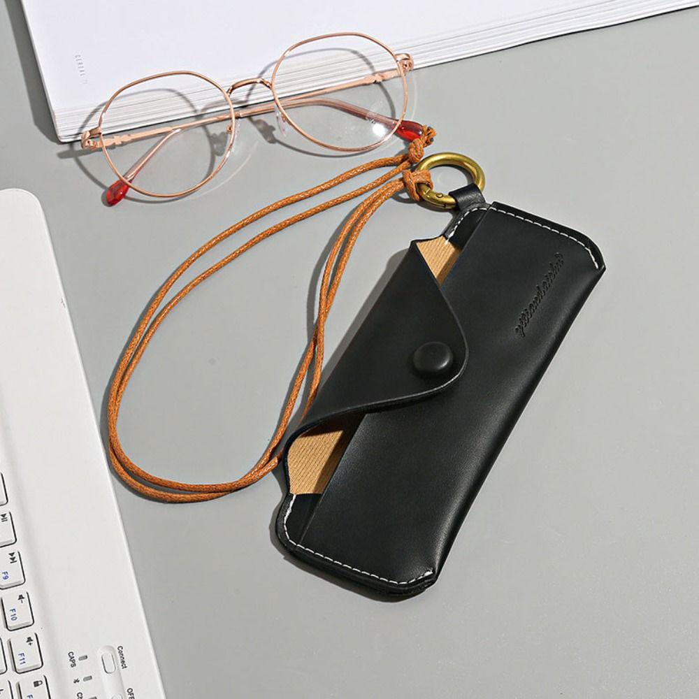 Hanging Neck Glasses Bag PU Leather Sunglasses Bag Fashion Eyeglasses Holder  Gift