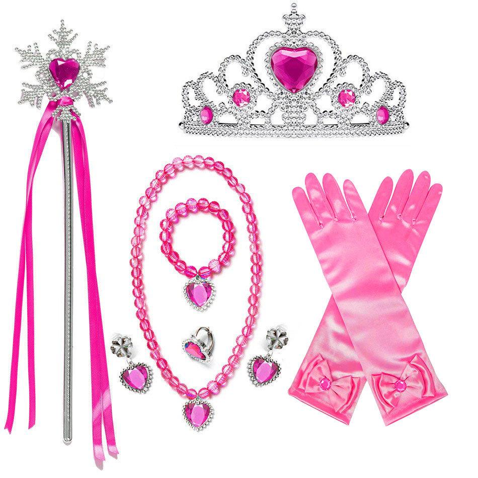 Children'S Accessories Set Love Snowflake Crown Magic Wand Princess Necklace Gloves
