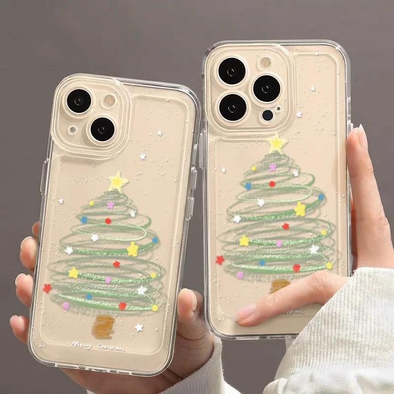 Fun Christmas Tree Phone Case For Samsung S25 S24 S23 S22 S21 S20 S10 FE Note20 Note10 Plus Ultra Lite 5G Clear Soft TPU Cover