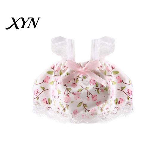 Photo Prop Hamster Clothes Cute Dress, Sweet Floral Heart Fruit Prints, Lace Trim Pet Dress Small Animal Costume with Bow, Animals Outfit for Squirrel