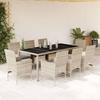 VidaXL Garden Dining Set with Cushions 9 Pcs Rattan and Glass, Outdoor Dining Set, Furniture of 3278578