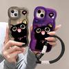 Niedliches Schlüsselband mit schwarzer Katze, Geeignet für Apple 16promax Handyhülle 15, Transparentes Silikon 14, Doppelständer 13, Nische 12