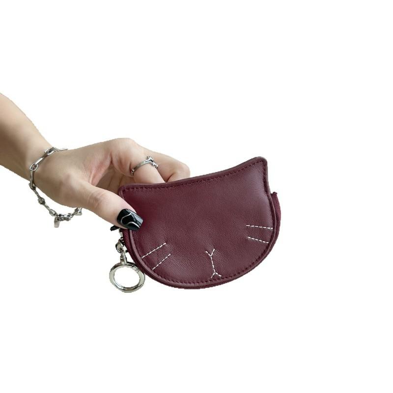 Ins Sheepskin Change Purse Soft Cute Retro Small Cat Coin Lipstick Earphone Bag Pendant