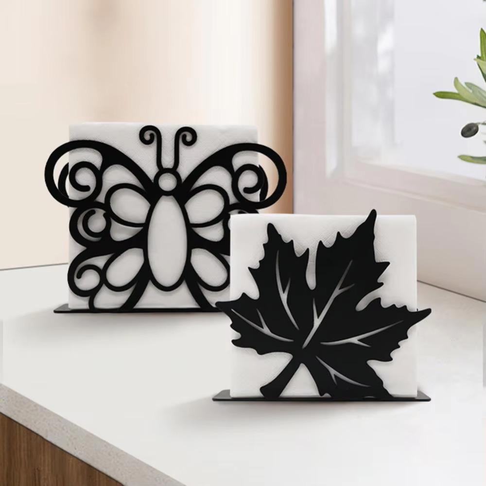 Iron Art Maple Leaf Napkin Holder Handicraft Desktop Napkin Holder Storage Tissue Rack Kitchen