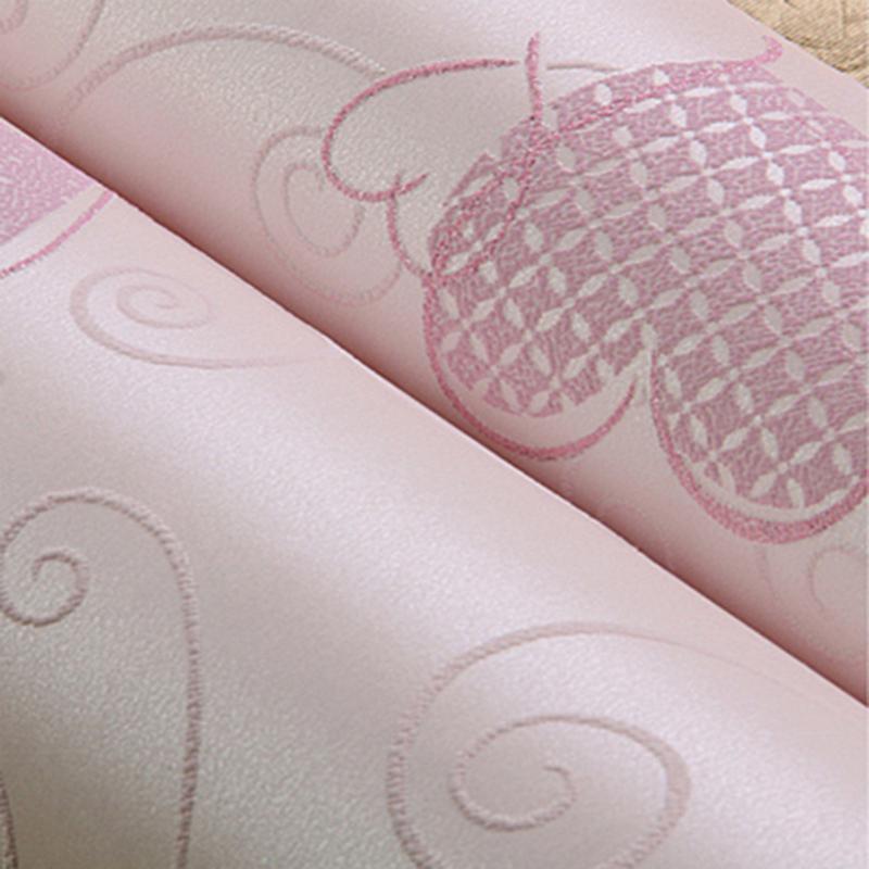 3D Rosa Liebesherz Cartoon Prinzessin Mädchenzimmer Hintergrund Tapetenrolle 3D Geprägt Beflockt Vlies Kinder Wandbelag Papier