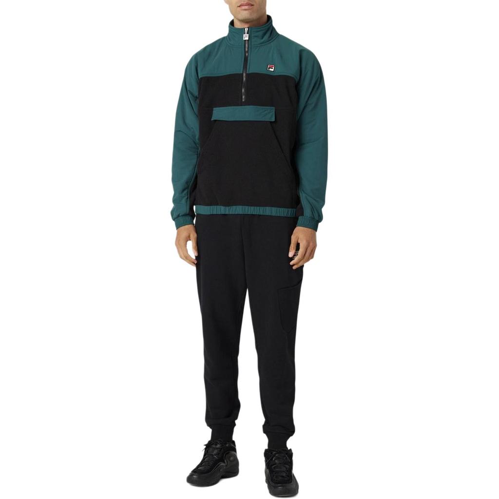 Fila Erick Half-Zip Color Block Ribbed Pullover Long Sleeve Shirt Men Shirts Blue Black F21MH041