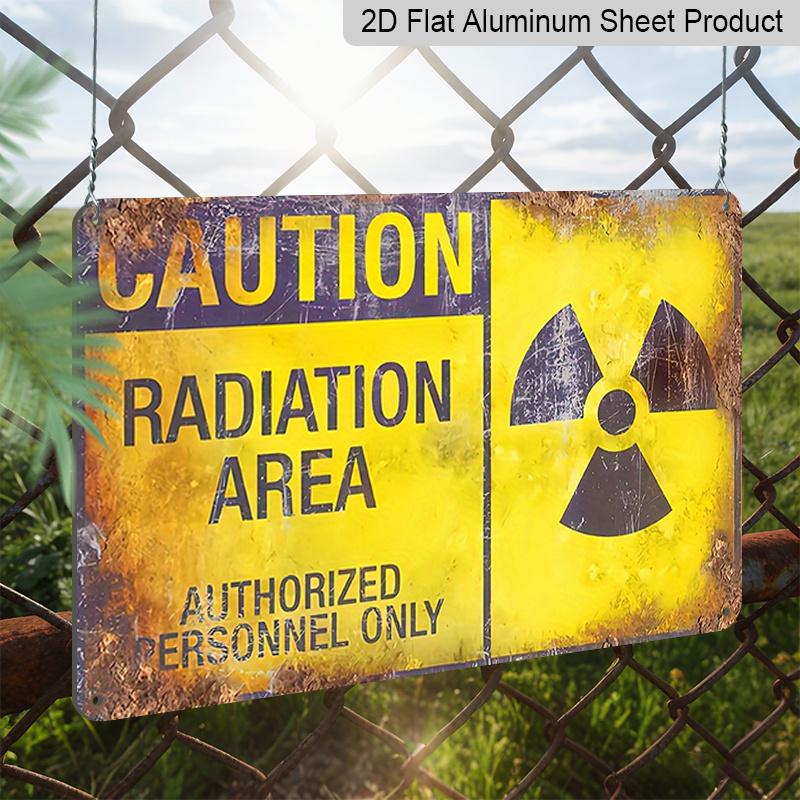 2D Flat Vintage Warning Radiation Hazard Metal Signage - Kitchen, Garage, Men'S Cave and Living Room Decorations with Vintage Wall Art and Easy