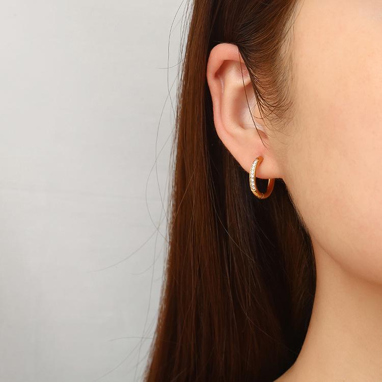 High-End 316 Stainless Steel Rhinestone Hoop Earrings for Women