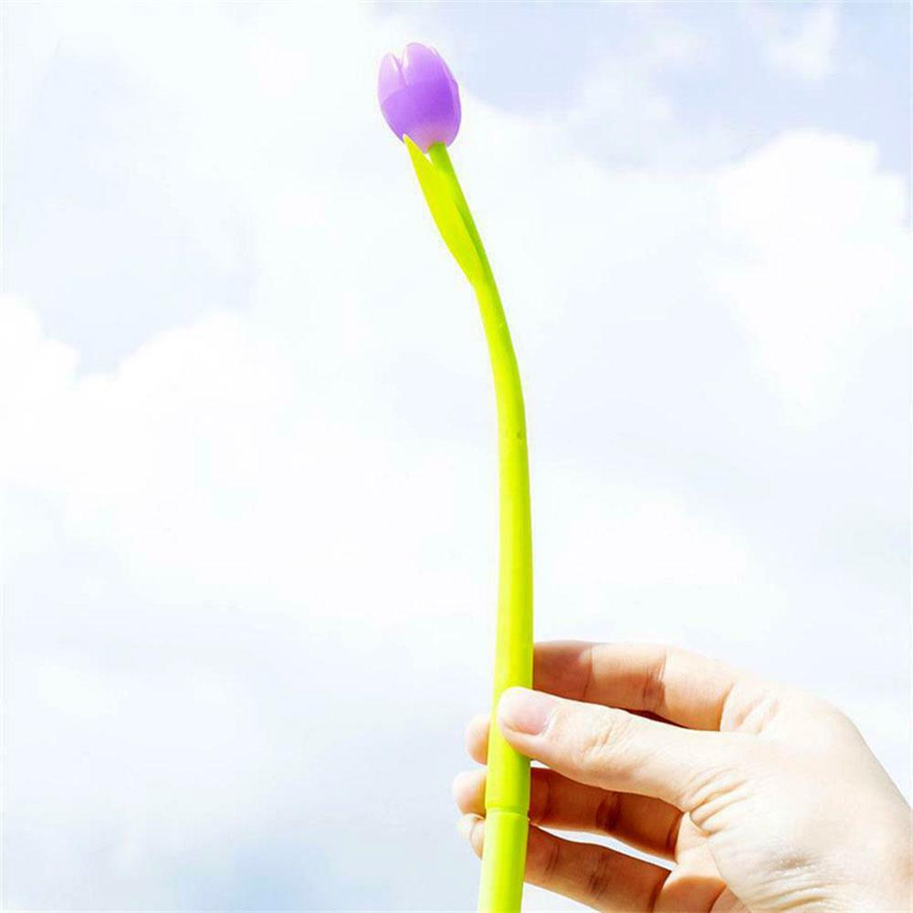 Mondo Silicone Tulipano Cambia Colore Creativo Penna Gel Fiore Carino Silicone Penna Nera Inchiostro 0.38mm Cancelleria Ufficio Forniture Scolastiche