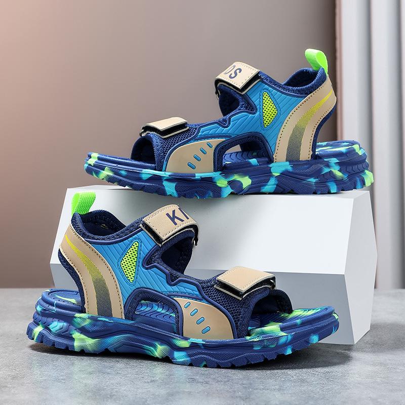 

Breathable Boys Velcro Sandals - Summer 2025 Fashion, Versatile, Lightweight, Soft Sole Trendy Footwear 39 синій/глибокий