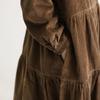 Japanese Style Corduroy Doll Collar Autumn A-Line Long-Sleeve Dress