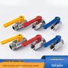 304 Stainless Steel Mini Ball Valve with Double Thread and Long Handle - Available In Red, Blue, Yellow, 1 Inch.