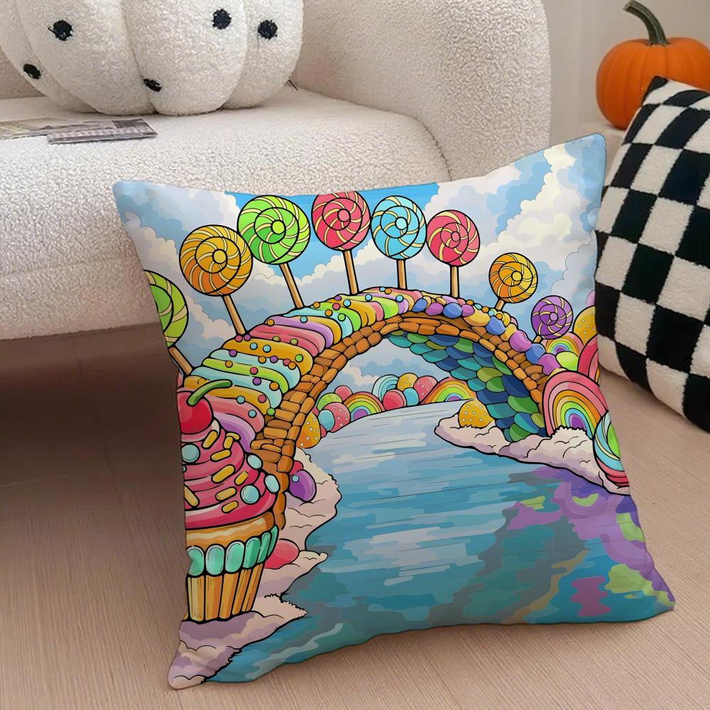 CCandy Cushion Cover Throw Pillow Cover Hidden Button Durable Polyester Chair Cushion