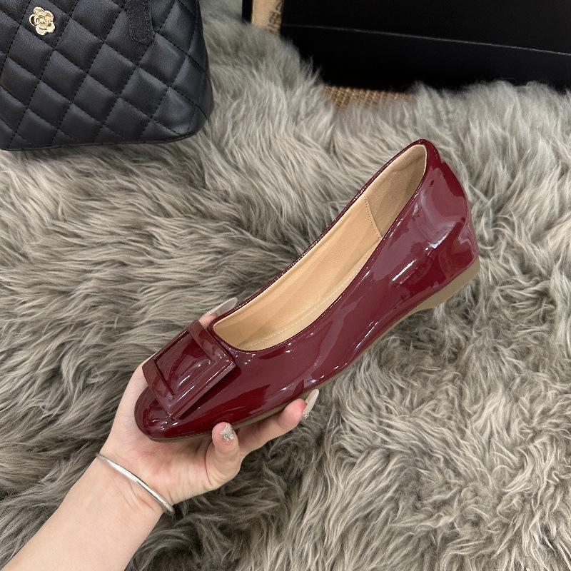 Celebrity Style Nude Doudou Shoes Women'S Inner Height Increase 5Cm Small Leather Shoes~ Spring And Summer Mary Jane Single Shoes
