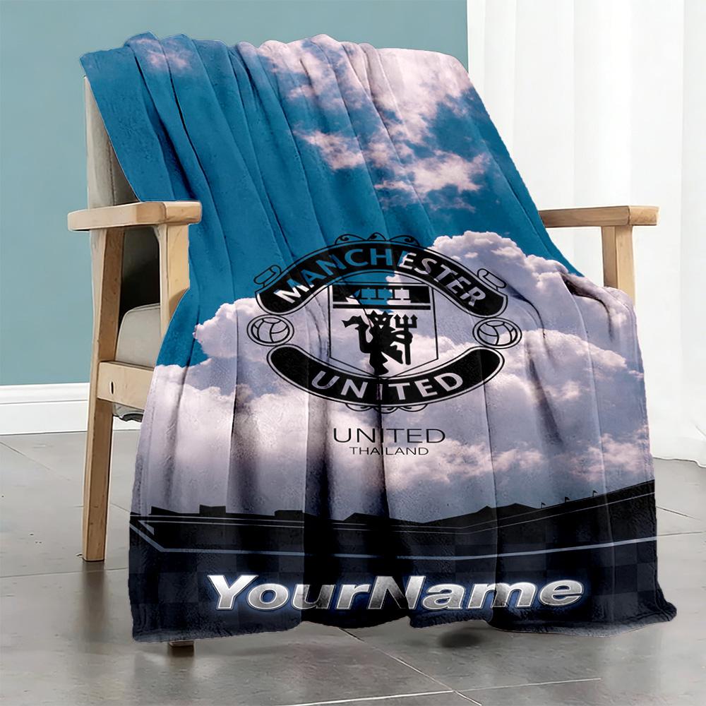 Manchester Personalized Text Blanket Gift Customizable Blanket Soft Warm Cozy Versatile for Bed Office Chair Office Chair Four Seasons Universal