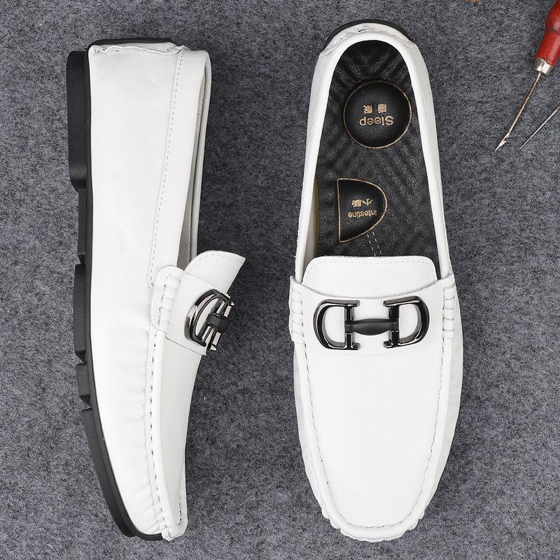 Fashion Men's Lightweight Genuine Leather Formal Leather Shoes Soft Comfortable Non-slip Casual Men's Wedding Groomsman Office Loafers
