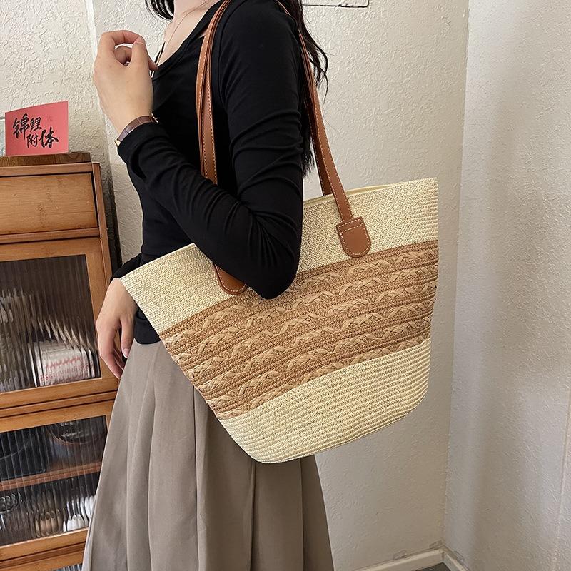 New beach seaside outdoor vacation large capacity shoulder bag woven bag wide shoulder strap