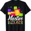 Funny Master Builder Building Block Bricks Lovers Kids Boys T-Shirt