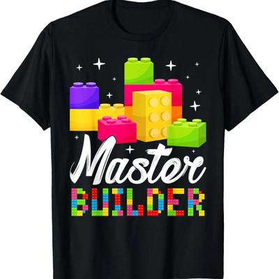Camiseta Divertida para Niños y Niños Amantes de los Bloques de Construcción
