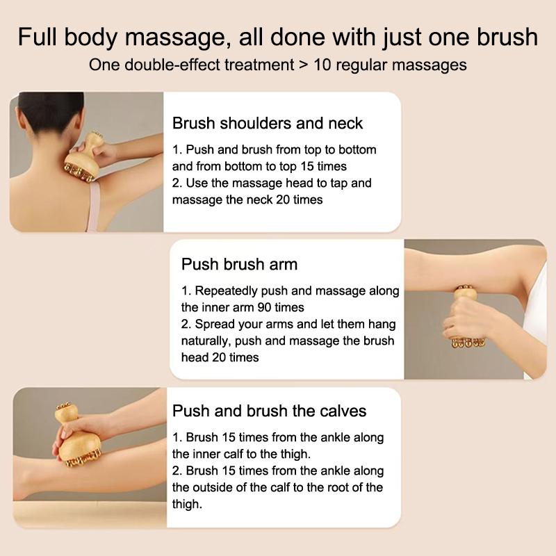 Handheld Brass And Wood Therapy Tools Mushroom Lymphatic Drainage Massager Trigger Point Massage Tool For Deep Tissue Body Shape