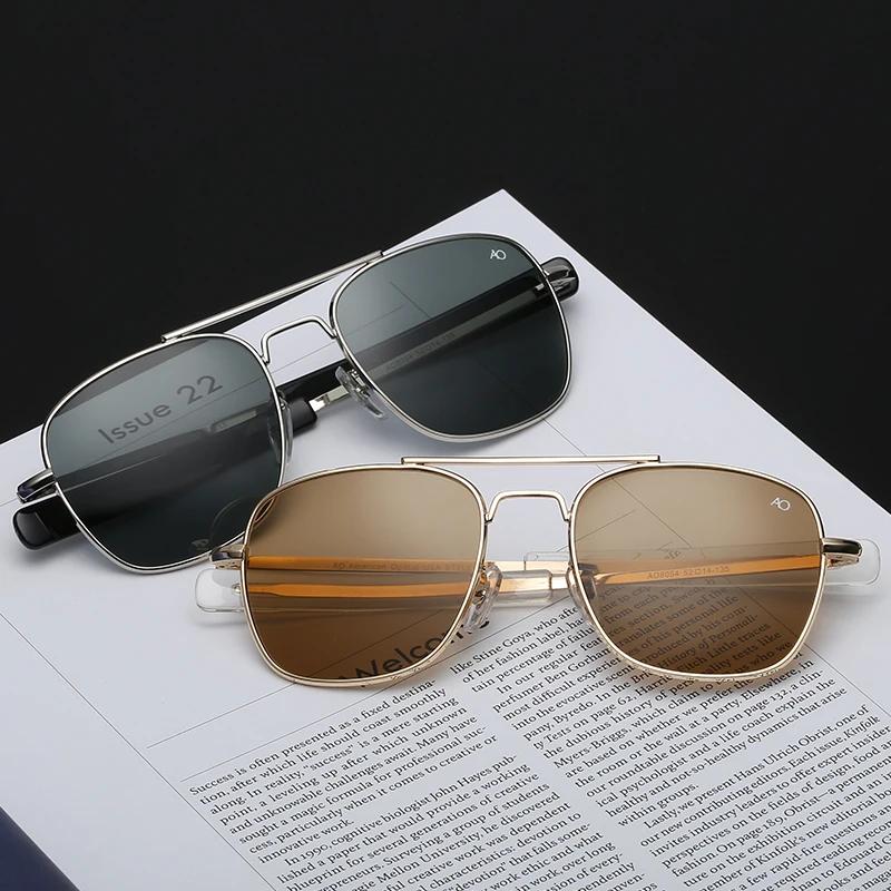 Fashion Aviation Sunglasses Men Luxury Brand Designer Square Sun Glasses for Male American Army Military Oculos