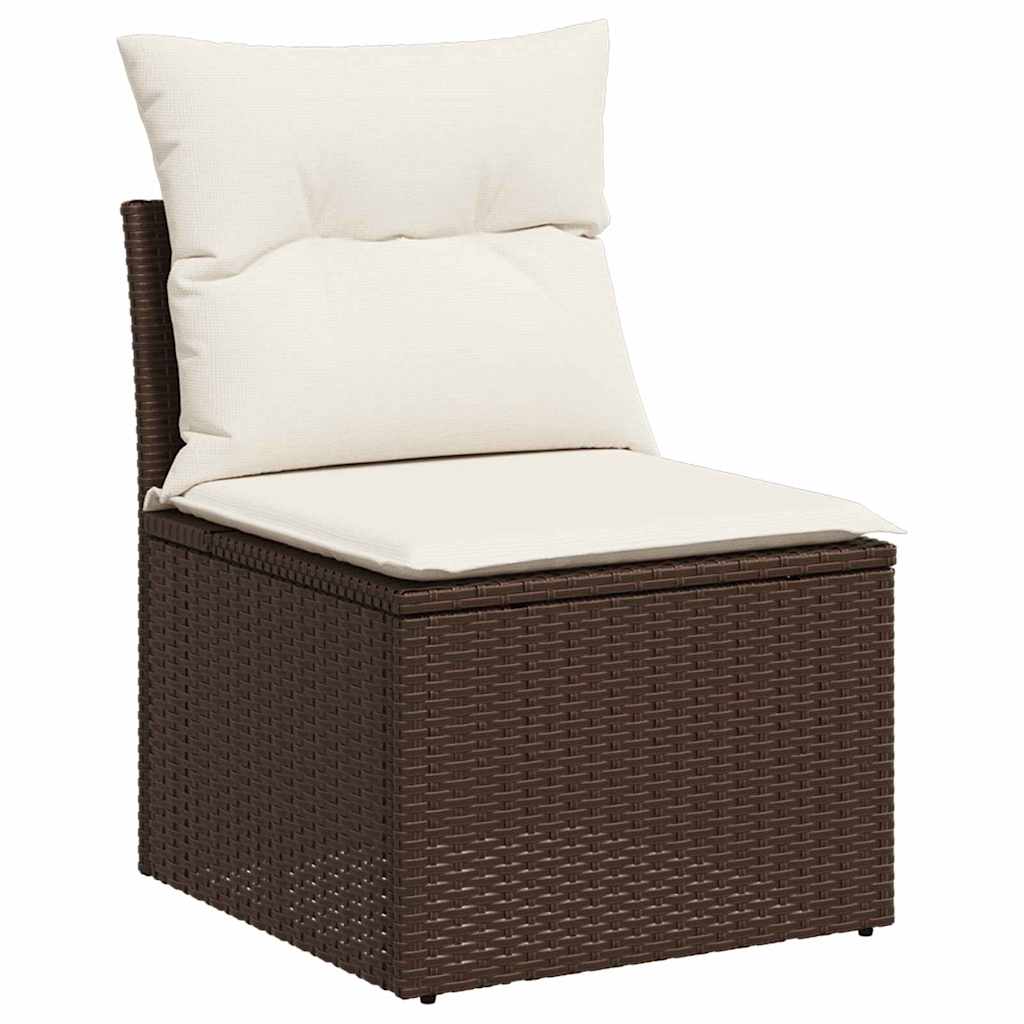 Garden Sofa Set Brown Poly Rattan